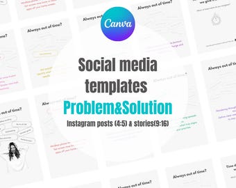 Problem-Solution Social Media Templates (9x16, 4x5 ratios)