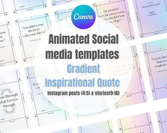 Animated Carousel Gradient Inspirational Quote Social Media Templates (9x16, 4x5 ratios)