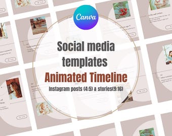 Animated Carousel Pink & Beige Timeline Social Media Templates (9x16, 4x5 ratios)