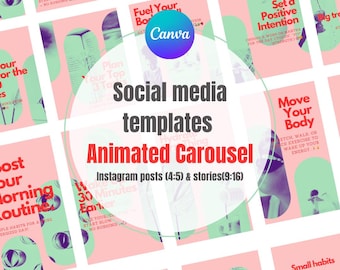 Animated Carousel Vividred Mintgreen Social Media Templates (9x16, 4x5 ratios)