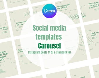 Green Carousel Canva Templates – 20 Editable Slides (9x16 & 4x5)