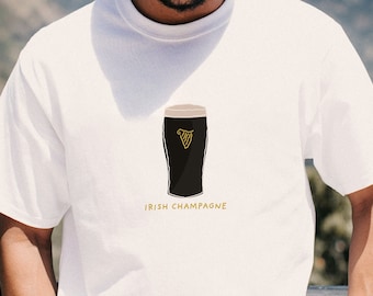 Guinness T-shirt Gift for Dad Beer Shirt 100% Cotton Fun Shirt Illustration Style T-shirt