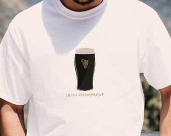 Guinness T-shirt Gift for Dad Beer Shirt 100% Cotton Fun Shirt Illustration Style T-shirt