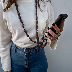 Turkish Handmade Crossbody Phone Strap, Beaded Phone Strap, Phone Charm Strap, Phone Strap Crossbody, Wooden Beaded Phone Chain