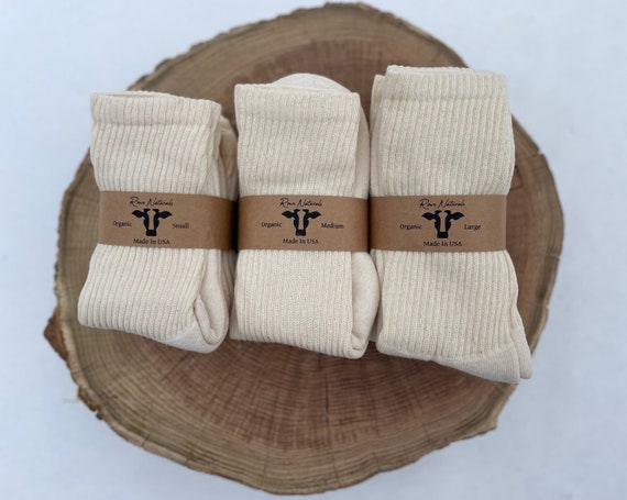 Unbleached Organic Cotton Crew Socks - 3 Pack
