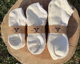 Unbleached Organic Cotton Ankle Socks- 3 pack