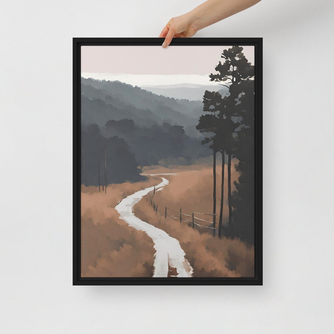 Framed Canvas Landscape Print Scenic Moody Landscape Oil Etsy