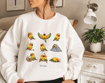 Sun Conure Sweatshirt | Elegant Parrot Lover Gift | Conure Mom Dad Cozy Crewneck | Bird Owner Apparel | Cute Pet Bird Graphic Tee