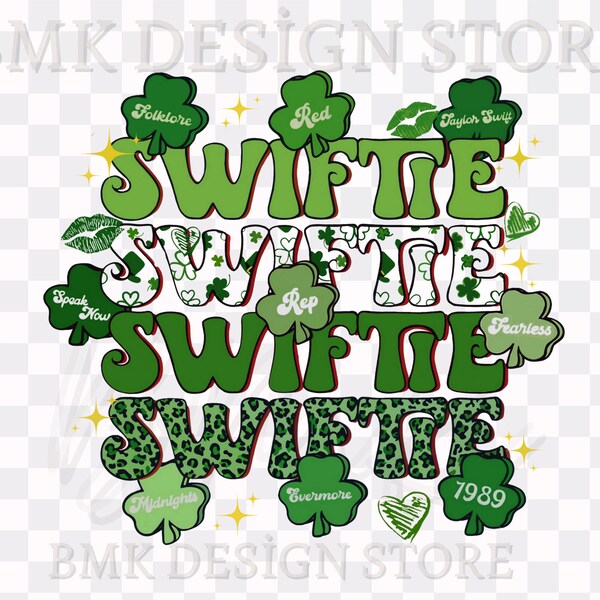 Patricks Day Swiftie PNG, Taylor Swiftie PNG, Swiftie Png, Black White, Sublimation , Digital Download - Taylor swiftie merch Png