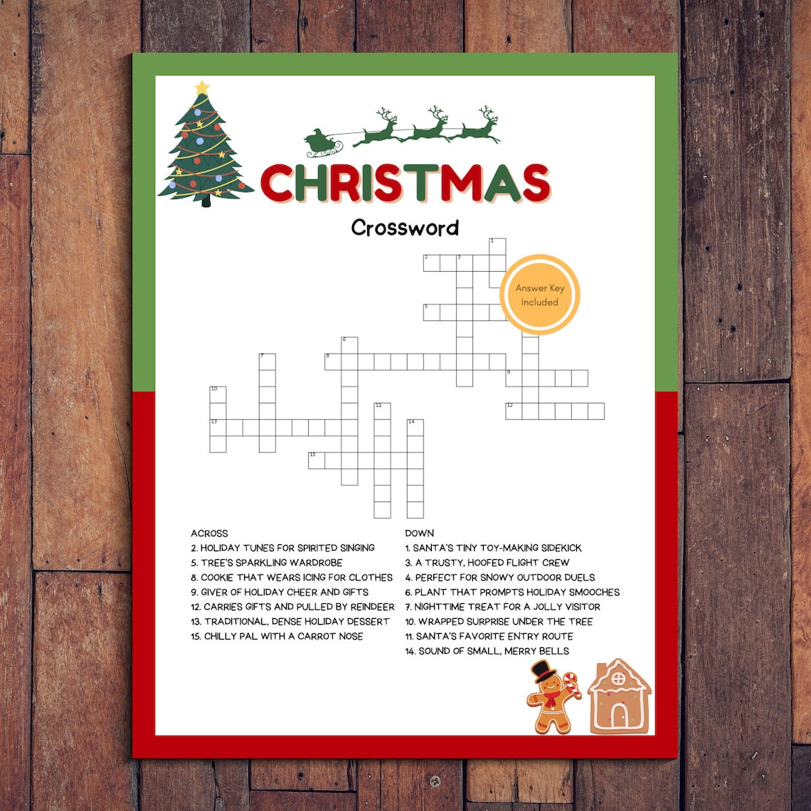 Christmas Crossword Puzzle Printable, Holiday Word Game for Kids ...