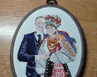 Ritratto ricamato a mano personalizzato: regalo ricordo di famiglia
