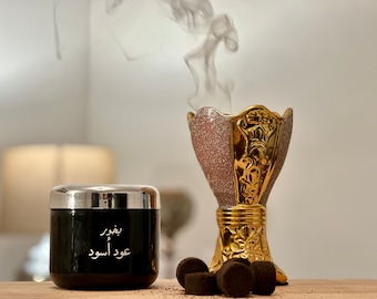 Al Rihla Bakhoor Black Oud Fabriqué à Dubaï, Émirats Arabes Unis | arôme longue durée | Brûle-encens | Cadeau pour la maison | Parfum d'ambiance | Assainisseur d'air