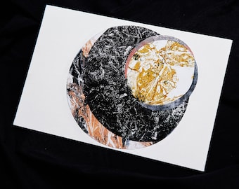 Abstract Space II, Original Artwork, Cosmic Series, Monotype Collage, Home Decor, Gift Ideas