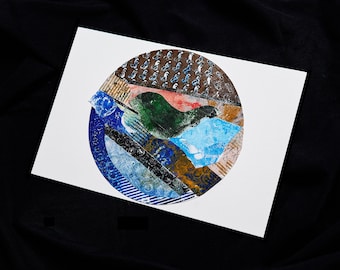 Inspired by the Mediterranean Sea II, Original Artwork, Marine Series, Monotype Collage, Home Decor, Gift Ideas