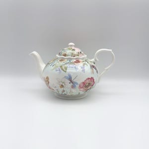Delton Dragonfly & Floral Teapot | 1980s Handcrafted Porcelain