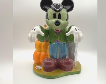 Rzadki słoik na ciasteczka Disney Zrike Halloween Mickey Mouse | Cukierek albo psikus na nagrobku | Kolekcjonerski Disney