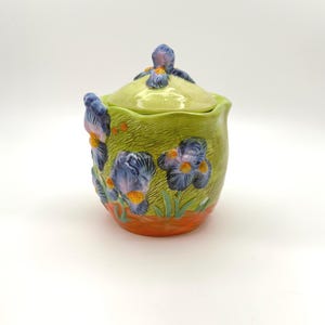 Corner Ruby Starry Flora Collection Sculptural Iris Ceramic Canister