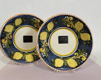 Bol à pâtes artisanal Ceramiche Italia Disegno Limone - Céramique italienne artisanale, lot de 2