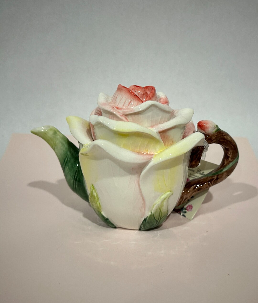 Elegant Ceramic 7oz. Teapot Garden Collection, Rose Bud Shaped by
