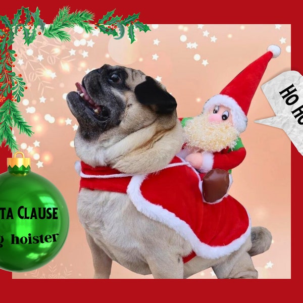 Running Santa Christmas Dog Costume | Festive Santa Claus Riding Pet Suit for Dogs | Holiday Dress-up Outfit for Pets | All Sizes Available