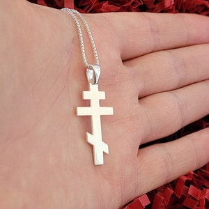 925 Sterling Silver Orthodox Cross Necklace, Dainty Orthodox Christian Necklace, Religious Cross Jewelry, Cross Chain Pendant
