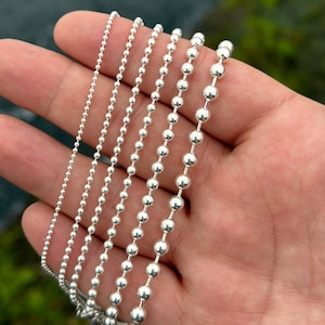 925 Sterling Silver Ball Beaded Chain, Silver Chain for Men & Women, Dainty Beads Necklace, Thin Bead Choker, Silver Ball Necklace, GFT12