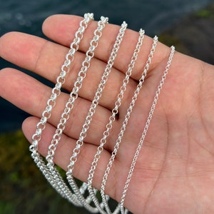 Silver Rolo Chain Necklace, Round Rolo Link Chain, Silver Necklace for Men & Women, 925 Sterling Silver Belcher Chain, GFT10