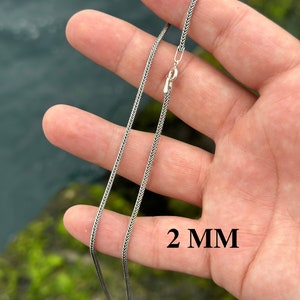 925 Sterling Silver Foxtail Chain, Thin Foxtail Necklace, Bali Chain, Oxidized Necklace, Antique Chain, Chain for Pendant 2 mm