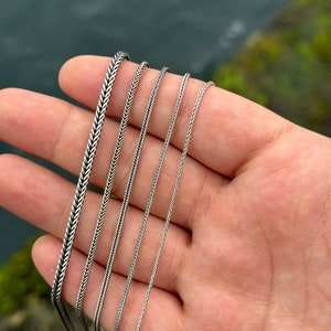 925 Sterling Silver Foxtail Chain, Thin Foxtail Necklace, Bali Chain, Oxidized Necklace, Antique Chain, Chain for Pendant