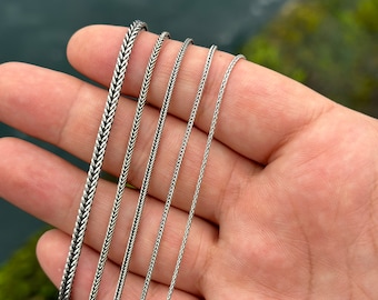 925 Sterling Silver Foxtail Chain, Thin Foxtail Necklace, Bali Chain, Oxidized Necklace, Antique Chain, Chain for Pendant