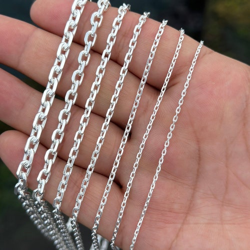 Sterling Silver Anchor Chain Necklace: Solid Cable Link, Men