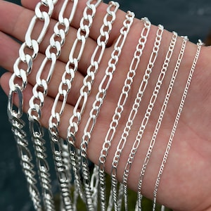 925 Sterling Silver Figaro Chain, Silver Necklace for Men & Women, Figaro Link Chain, Solid Silver Figaro Necklace, Everyday Necklace