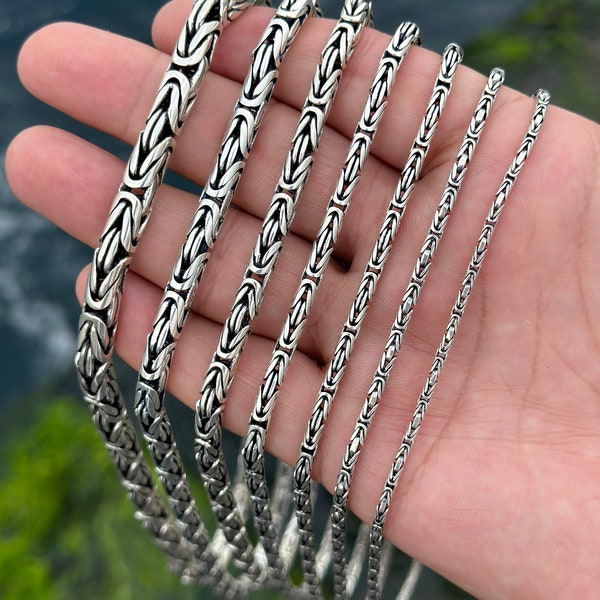 Silver Byzantine Chain Necklace or Bracelet, Round Oxidized Byzantine Necklace, Silver Chain for Men & Women, 925 Silver Bali Chain