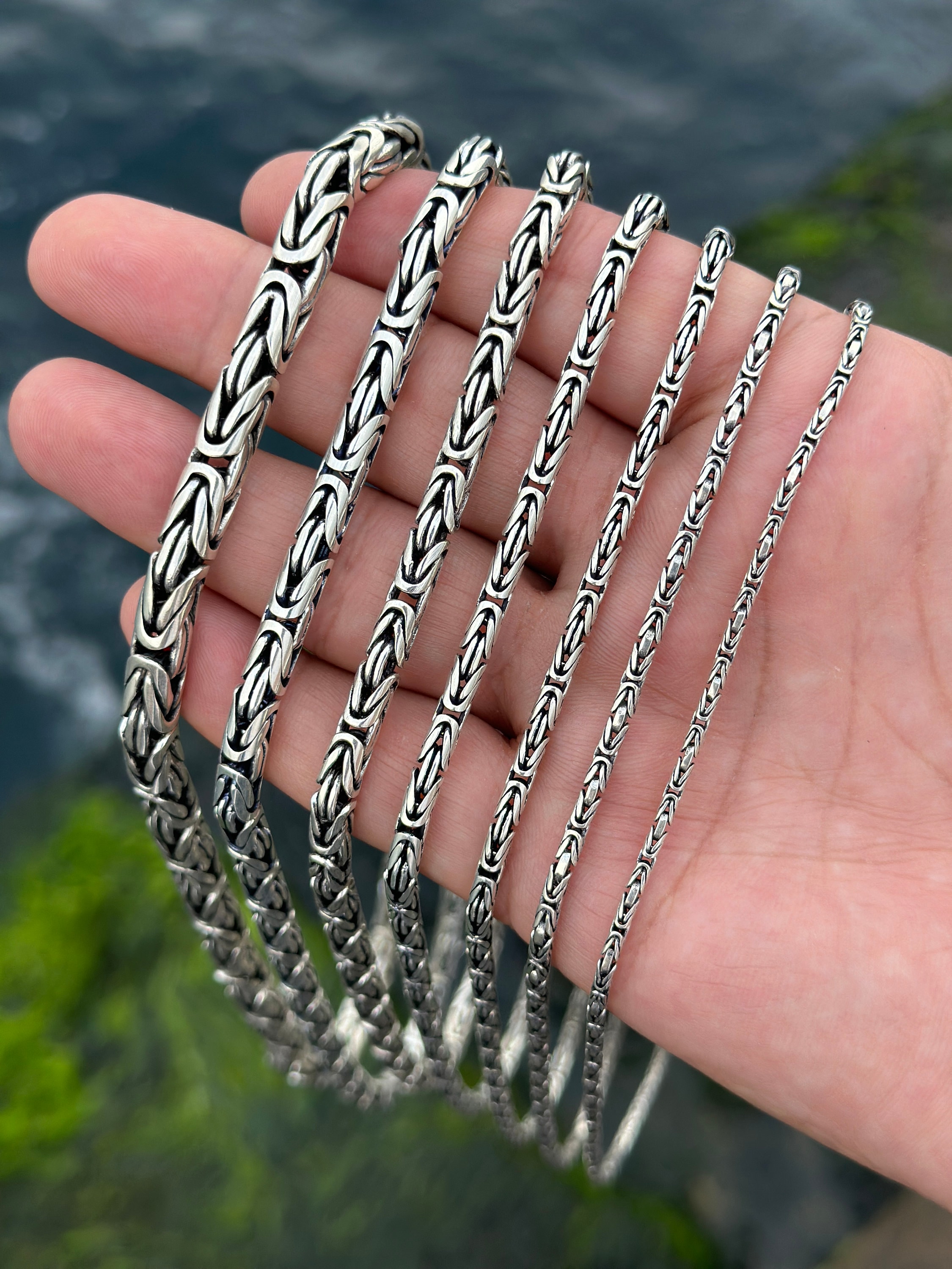 Silver Byzantine Chain Necklace or Bracelet, Round Oxidized Byzantine Necklace, Silver Chain for Men & Women, 925 Silver Bali Chain