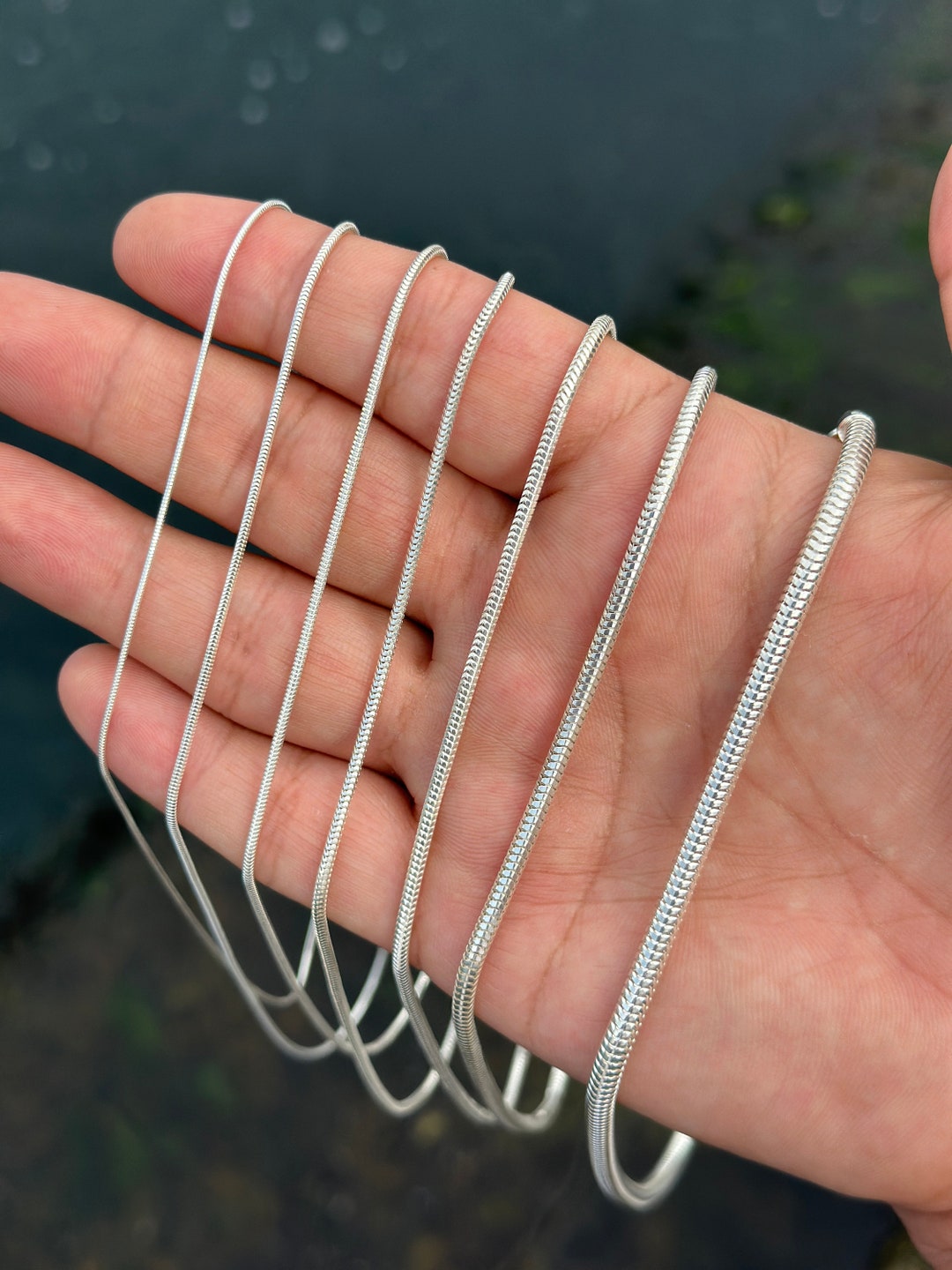 925 Sterling Silver Snake Chain, Silver Necklace for Men