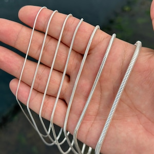 925 Sterling Silver Snake Chain, Silver Necklace for Men & Women, Round Snake Necklace, Snake Chain Jewelry, Layered Necklace