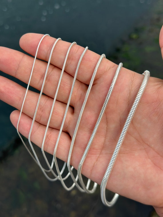 925 Sterling Silver Snake Chain, Silver Necklace for Men
