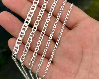 14k Gold Over Sterling Silver Mariner Chain Necklace: 4.5mm Flat