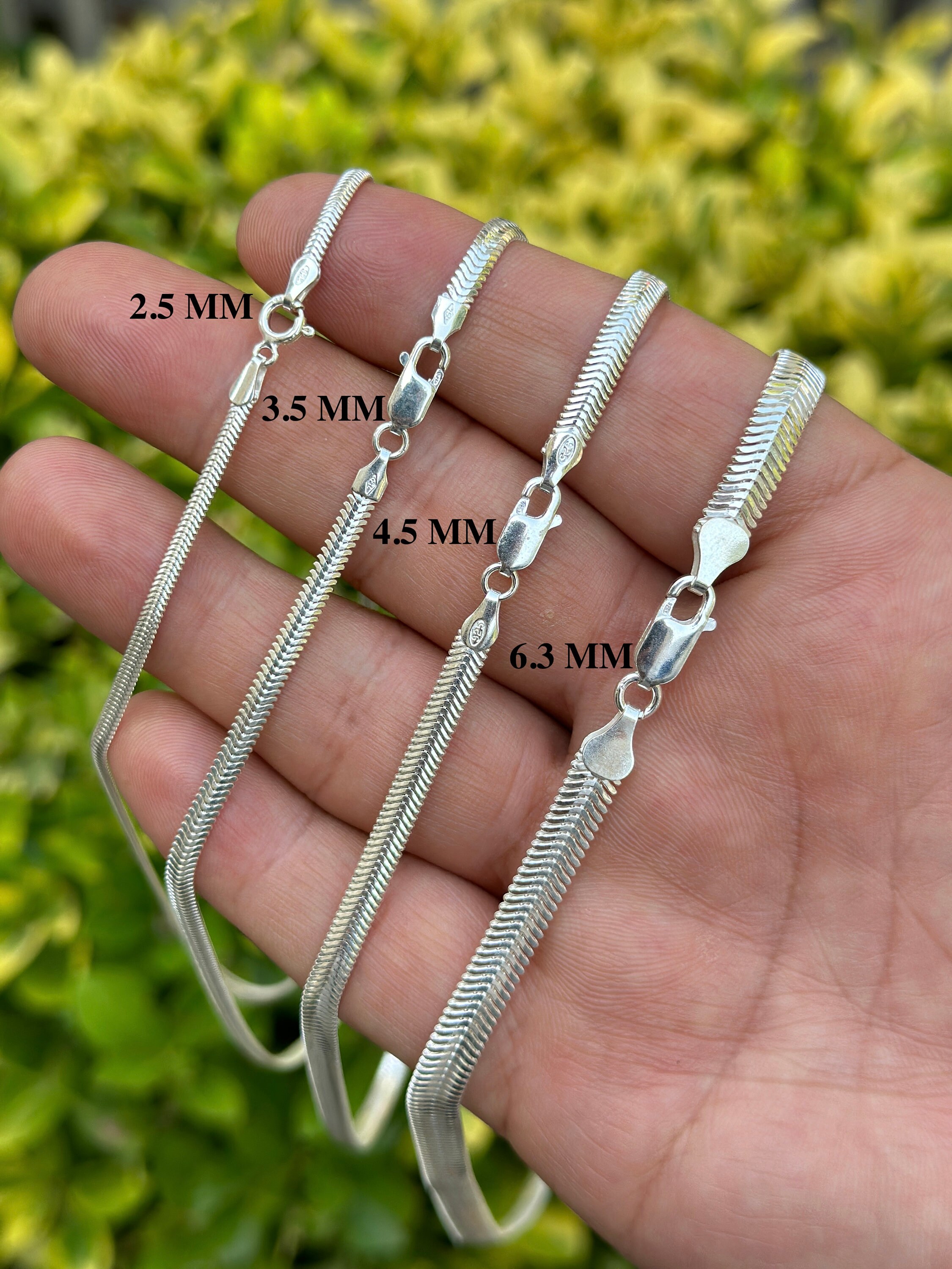 925 Sterling Silver Herringbone Chain, Snake Layering Chain