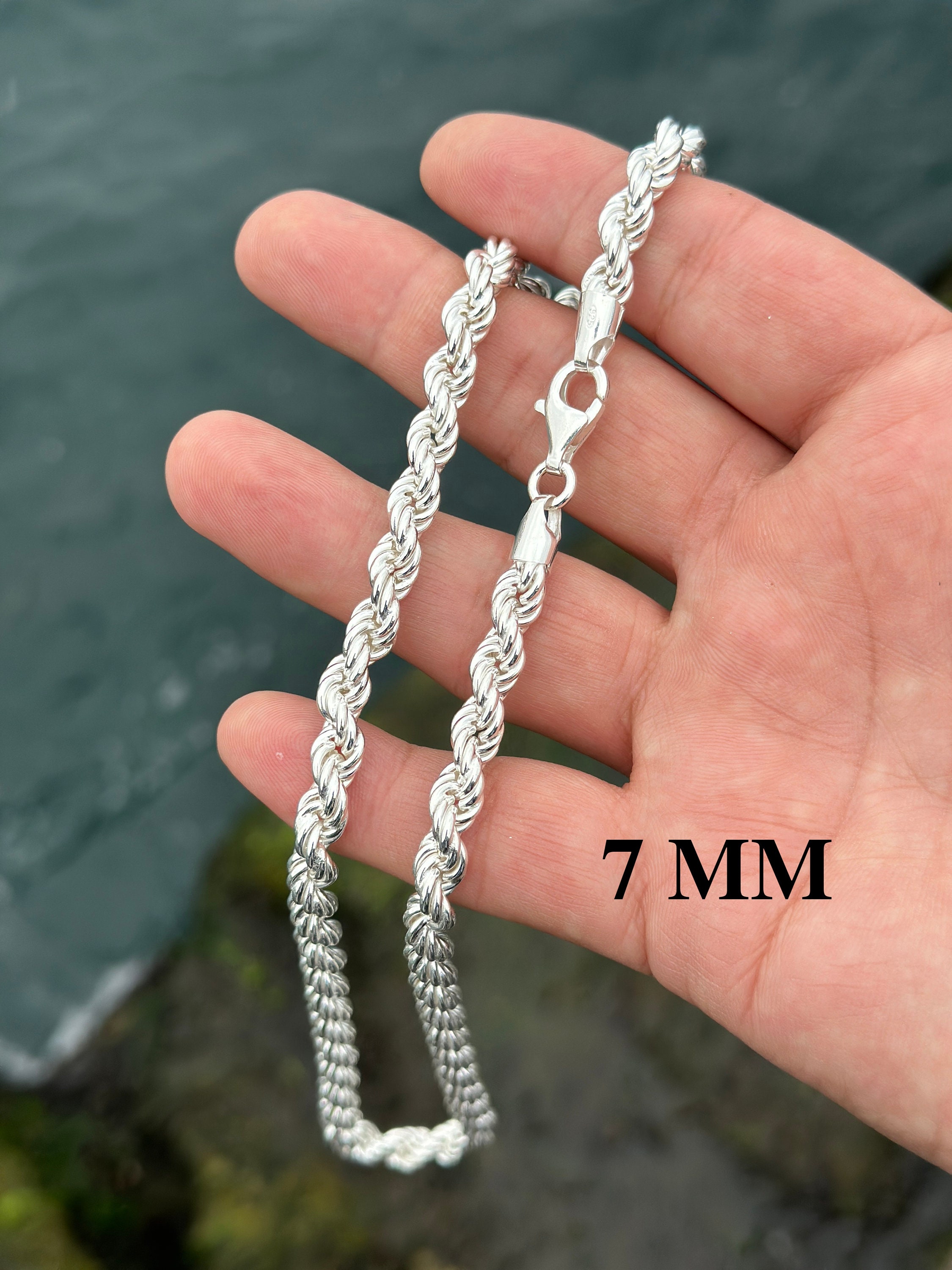 925 Sterling Silver Rope Chain, Twisted Chain Necklace