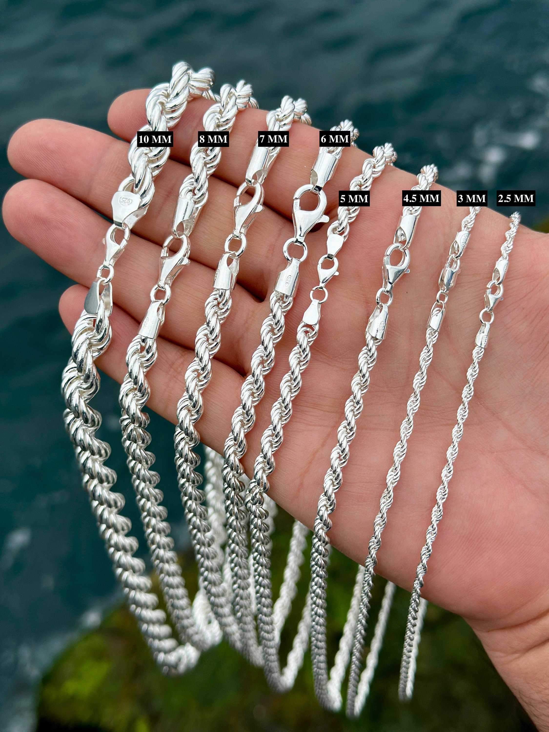 925 Sterling Silver Rope Chain, Twisted Chain Necklace
