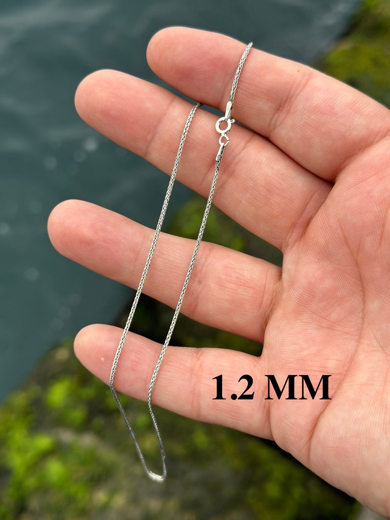 925 Sterling Silver Foxtail Chain, Thin Foxtail Necklace, Bali Chain, Oxidized Necklace, Antique Chain, Chain for Pendant 1.2 mm