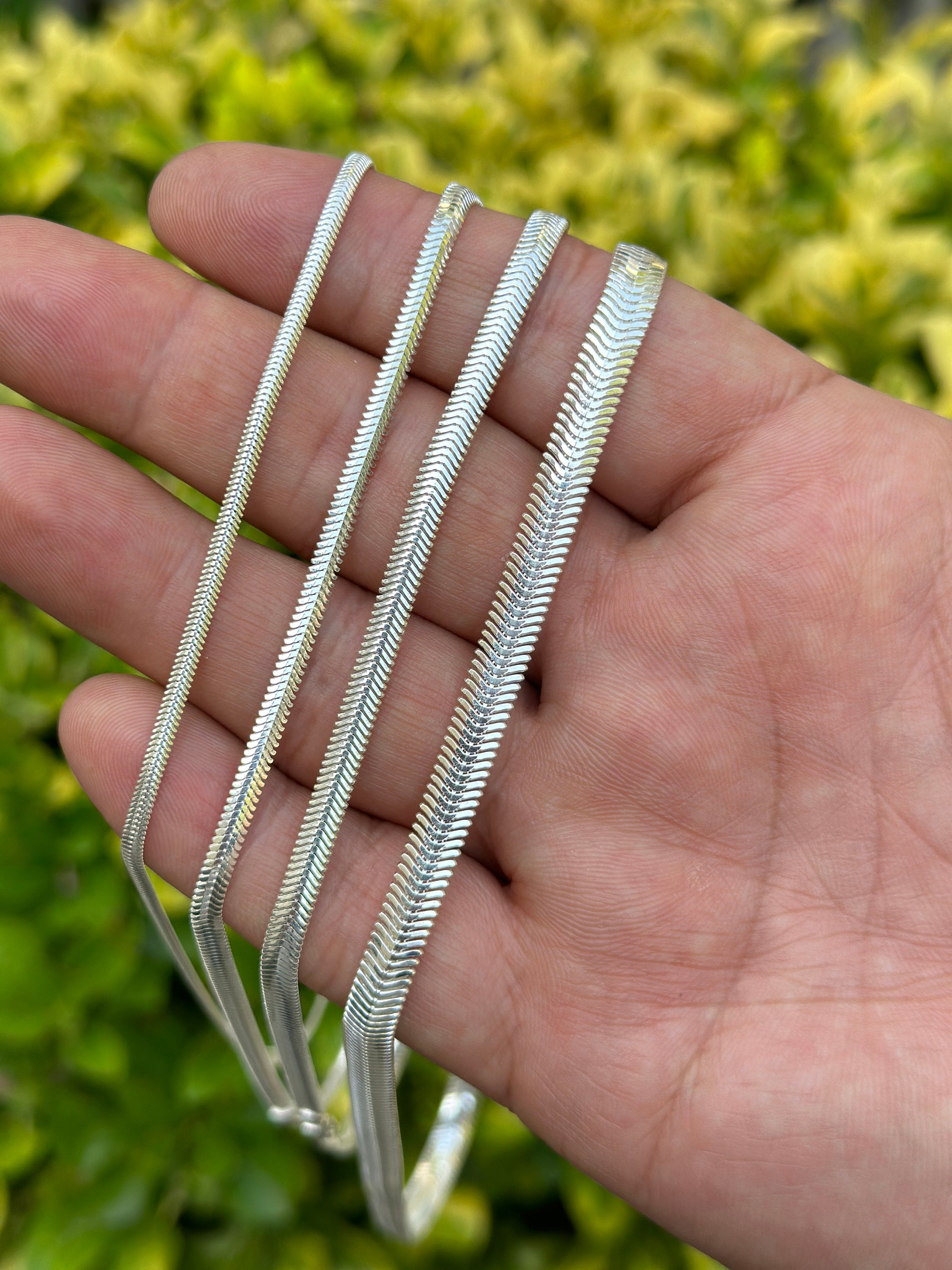 925 Sterling Silver Herringbone Chain: Snake Layering Necklace - Etsy