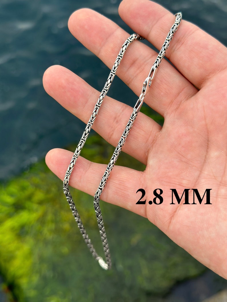 Silver Byzantine Chain Necklace or Bracelet, Round Oxidized Byzantine