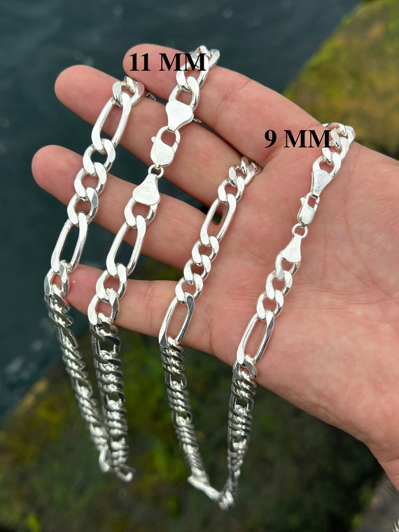 925 Sterling Silver Figaro Chain, Silver Necklace for Men