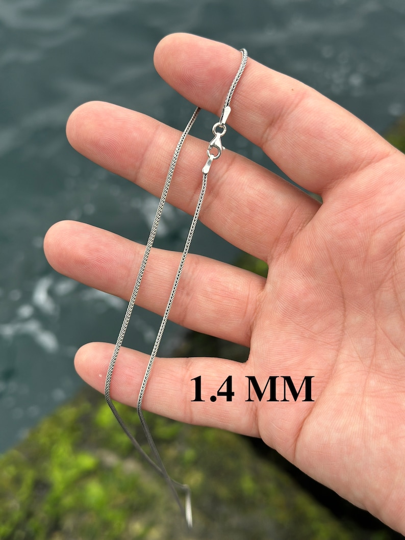 925 Sterling Silver Foxtail Chain, Thin Foxtail Necklace, Bali Chain, Oxidized Necklace, Antique Chain, Chain for Pendant 1.4 mm