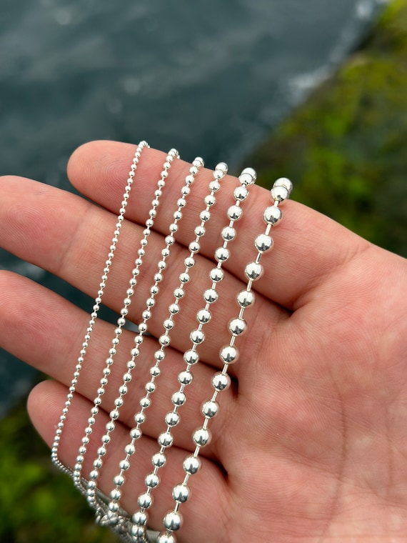 925 Sterling Silver Ball Beaded Chain, Silver Chain for Men 925 Sterling Silver Ball Beaded Chain, Silver Chain for Men