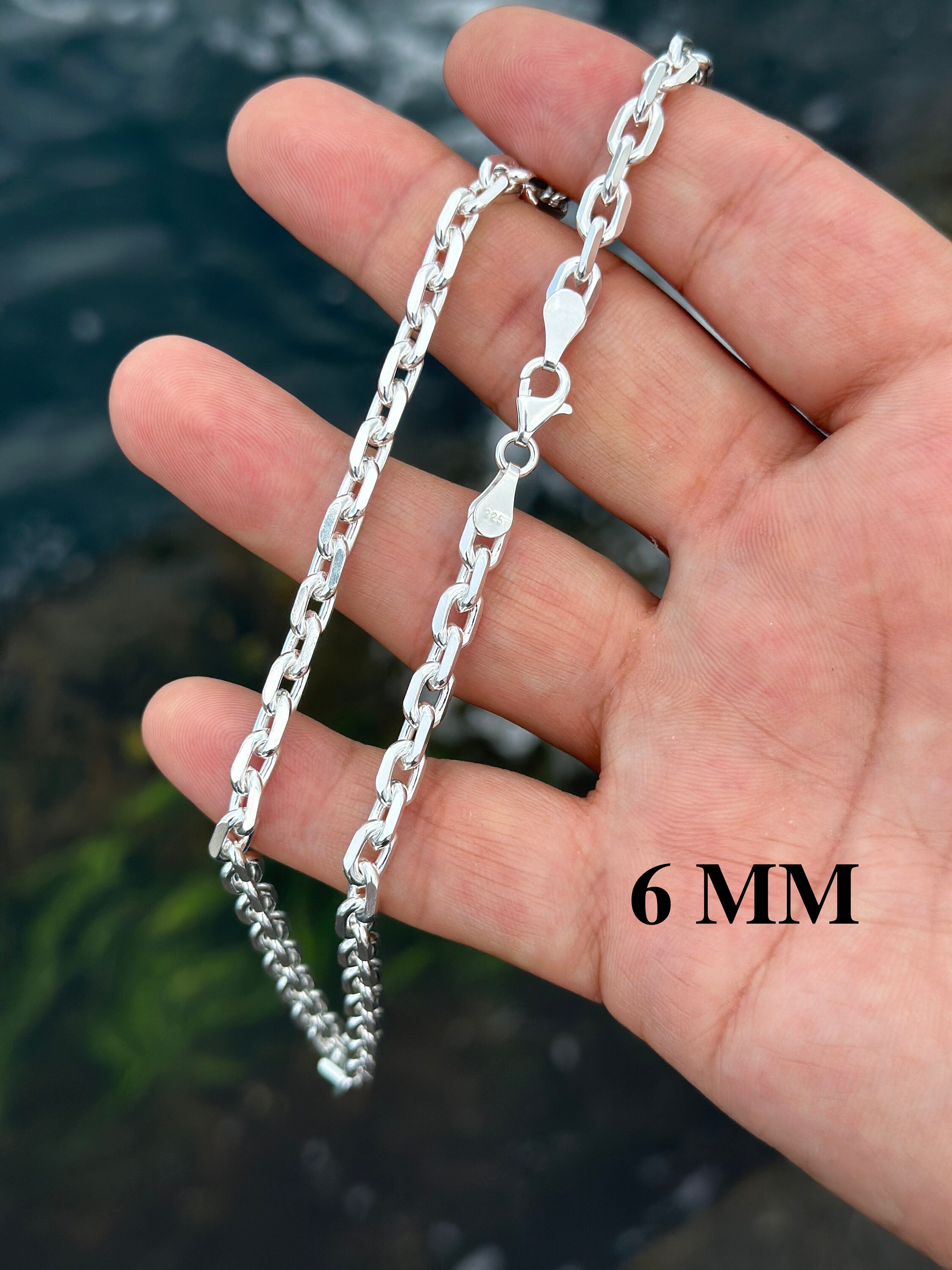 Sterling Silver Anchor Chain Necklace: Solid Cable Link, Men