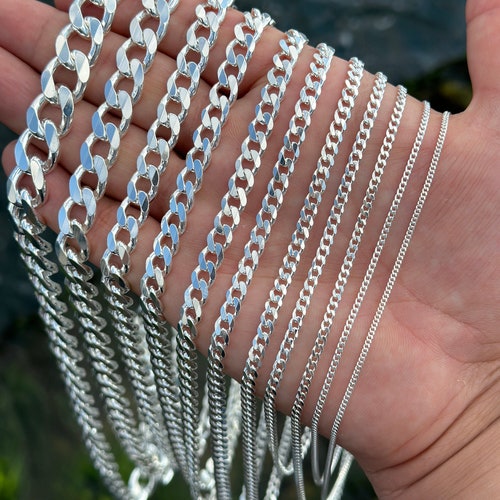 Suplight Massief 925 Sterlings Zilver 3mm 5mm Platte Curb Chain/Figaro
