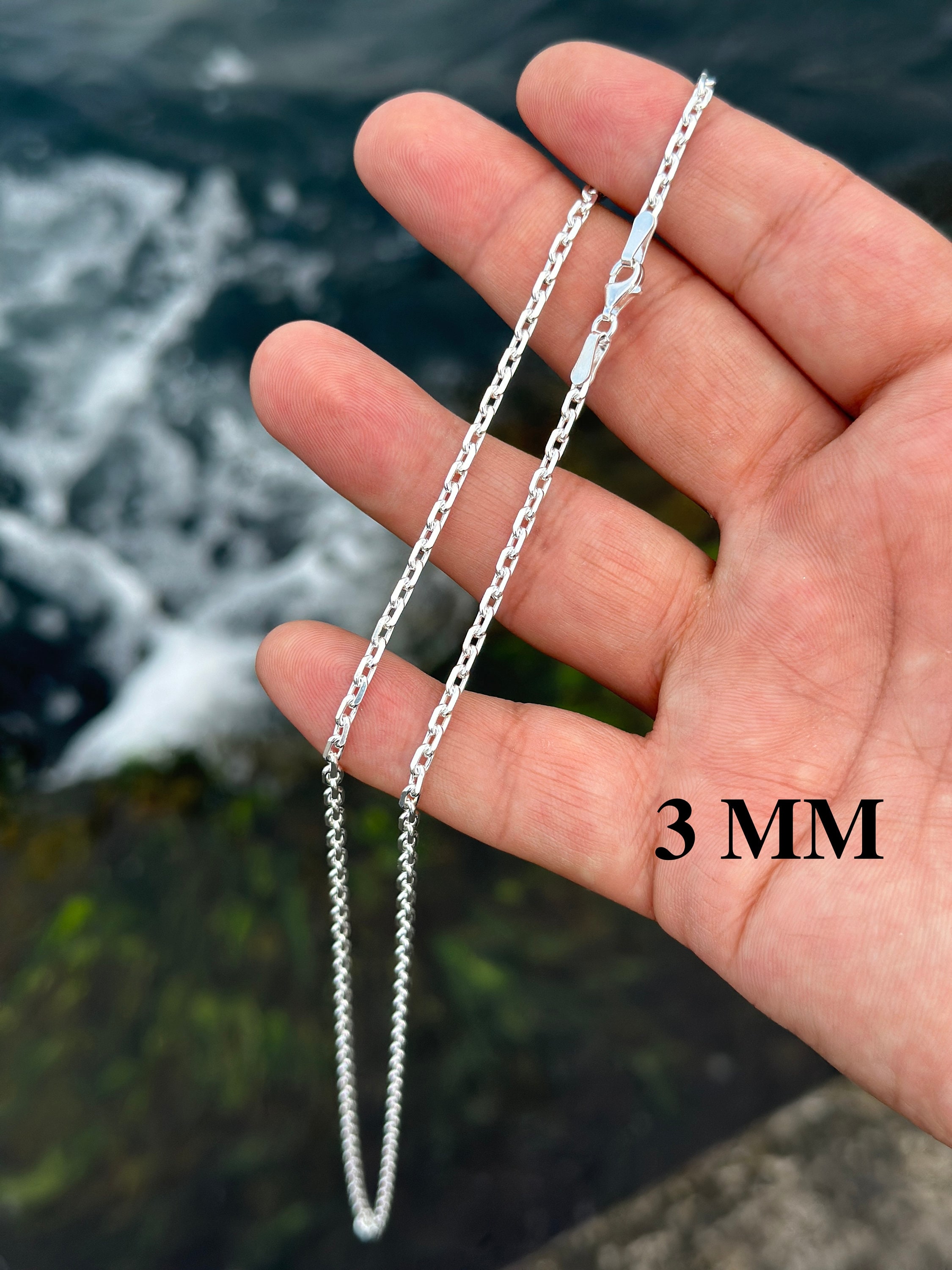 925 Sterling Silver Anchor Chain Necklace , Handmade Cable